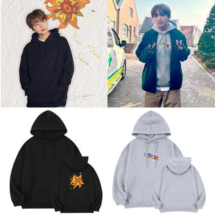 NCT127楷灿同款慢酸卫衣服字母印花加绒薄套头连帽衫春秋冬上衣