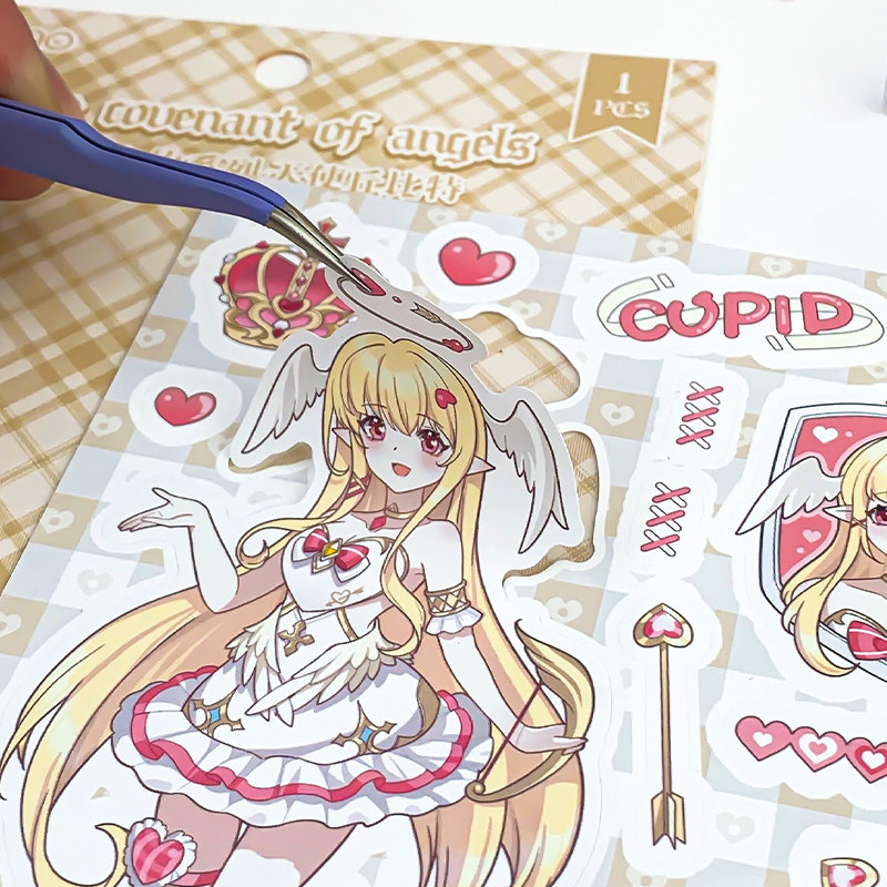 天使之约甜亚风手帐咕卡贴纸可爱卡通人物儿童女孩咕盘手账贴画
