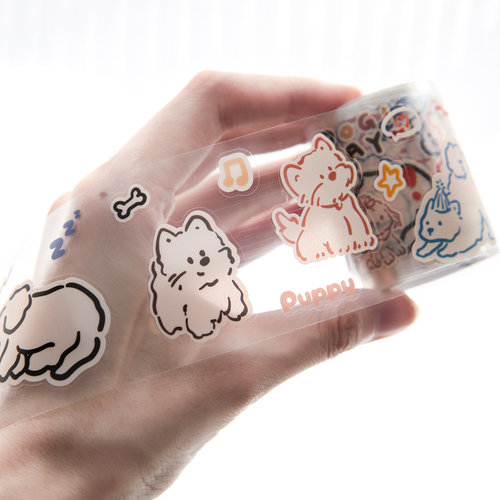 猫狗日记pet模切手帐胶带可爱卡通猫咪小狗手账素材日记装饰贴纸