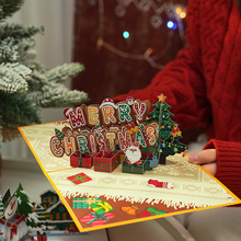 创意圣诞节3D立体贺卡信封英文祝福高级感diy折叠留言新年小卡片