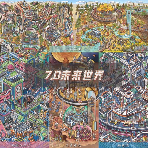 星眠7.0未来世界造景贴纸微缩立体3D贴画可爱场景手帐贴纸解压玩