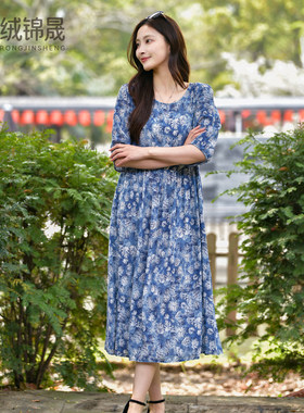 夏季新款棉绸连衣裙女