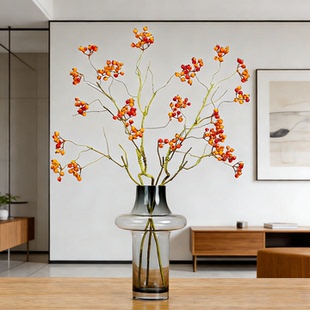 禅意仿真马桑果假花束浆果插花客厅家居装饰花艺摆件现代简约风格