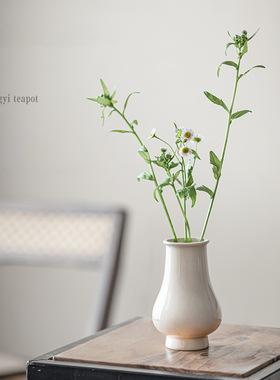 中式复古简约陶瓷花瓶草木灰创意家居客厅餐桌干花插花装饰摆件
