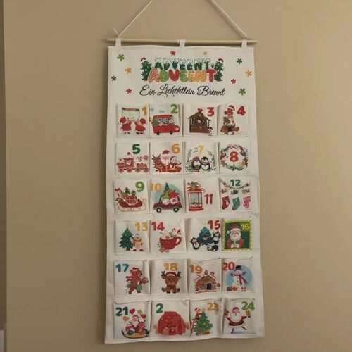 圣诞降临挂历袋Christmas 24pockets Wall Hanging Calendar Bag