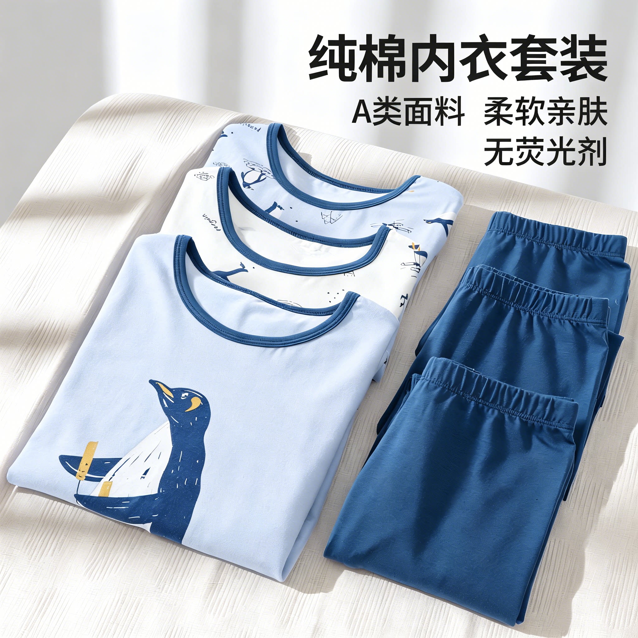 儿童纯棉秋衣套装不起球不掉色
