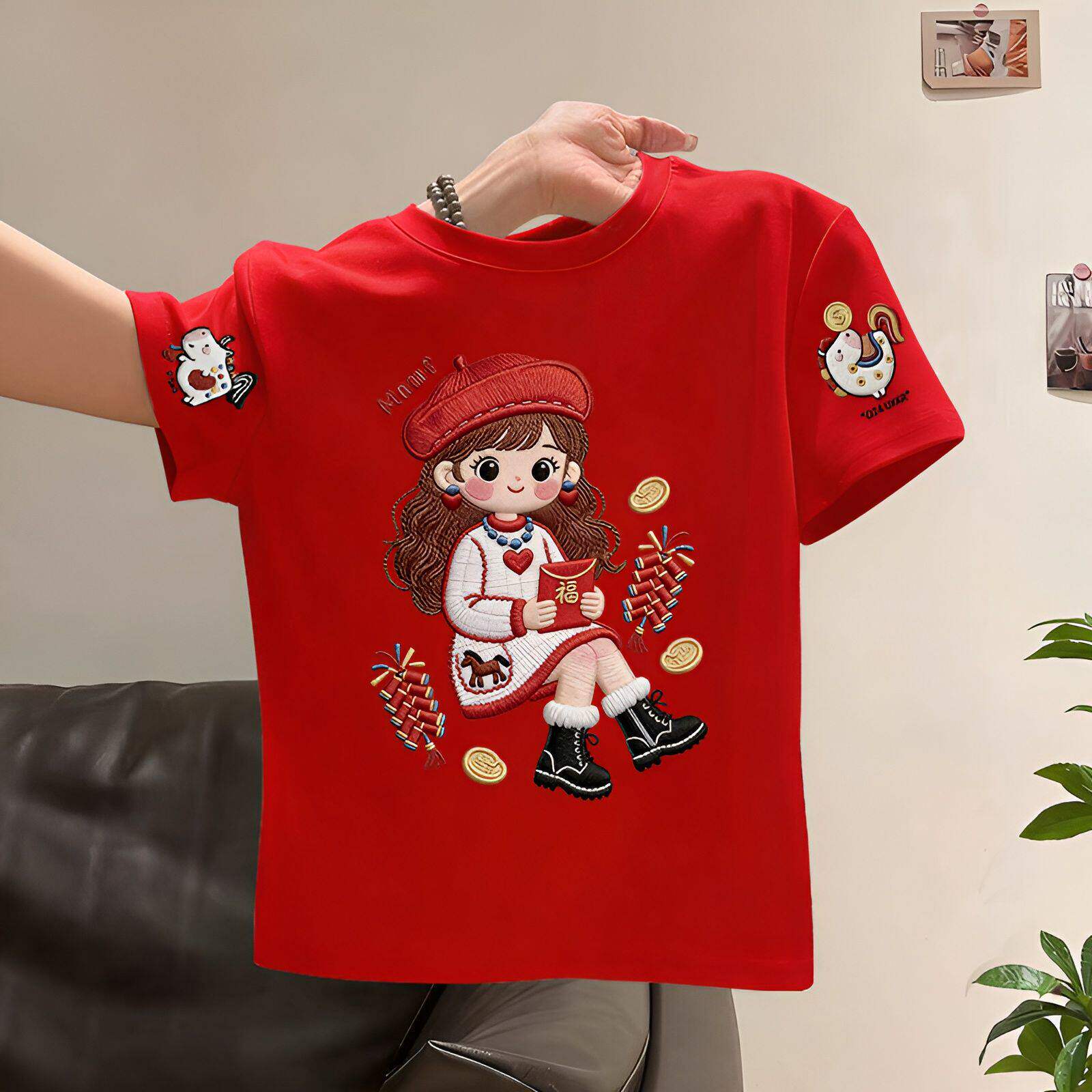 女童国风纯棉短袖T恤2026春夏新款宝宝休闲打底衫中小童上衣百搭t