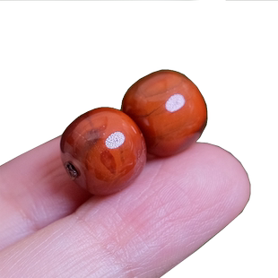 天然凉山南红单珠子老型桶珠散珠冰飘火焰纹星月菩提配饰顶珠单珠