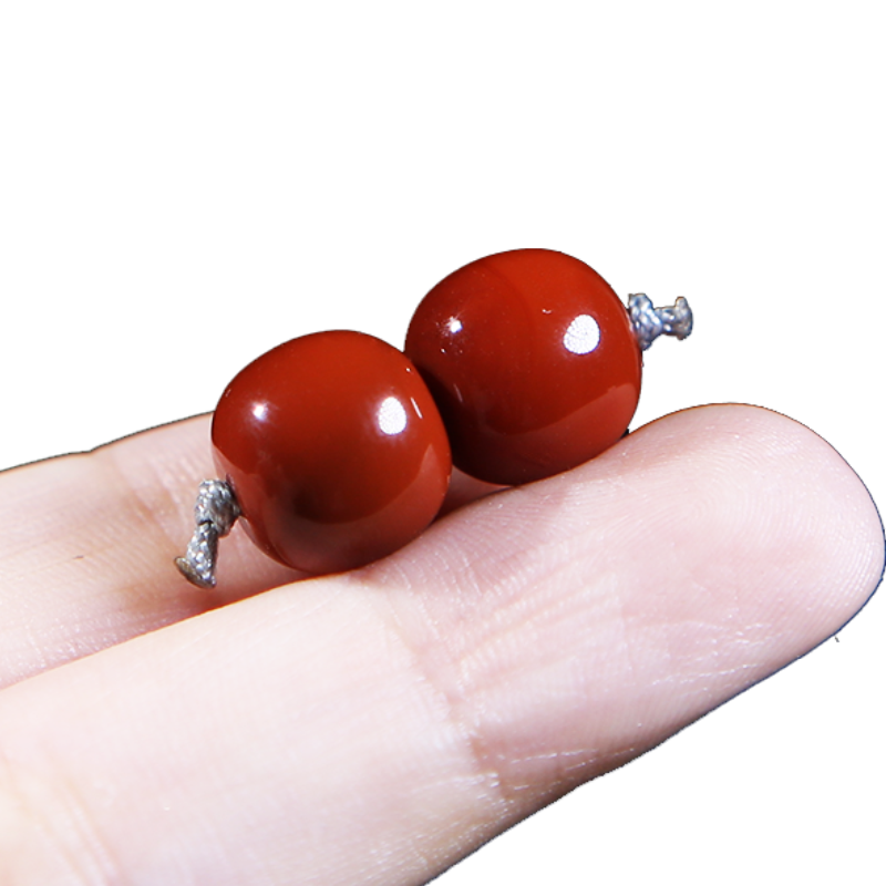 天然南红单珠 老型桶珠散珠文玩手串配饰 星月菩提配珠百香籽顶珠