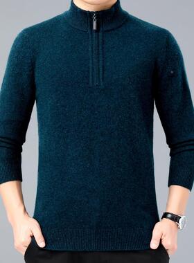 底加套厚羊松绒衫男纯山羊绒毛衣RBY高领头针织衫秋冬新款宽打衫