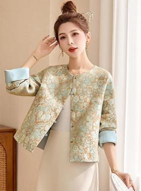 黄色中式提花色新短外套女秋轻ZLE1311J国风春唐装衣上时尚洋气小