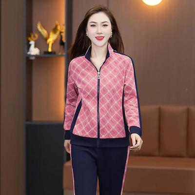 款春新秋时尚士运动套步87675587装大码休闲外套直筒女长裤跑服两