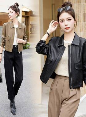 羊皮短绵皮款衣外套女个子韩版秋季新款洋气修身皮小990012-W夹克