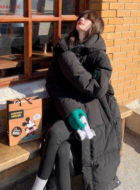 高感超好膝看黑色过羽绒级服女冬韩版宽中戏90白B199-173鸭绒松面