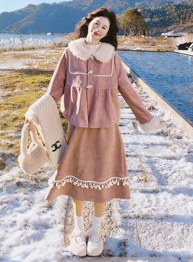 C021-313接羔夹毛拼棉羊套装