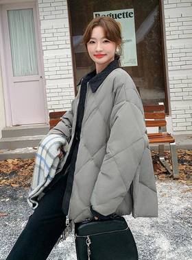 灰色百搭2学院b163-N18风羽绒服女短款025新冬款韩版宽0松加厚9白