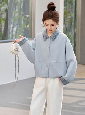 皮衣休套女外短小款春新款小个子气ZYI1975W质闲洋气减龄皮夹克上