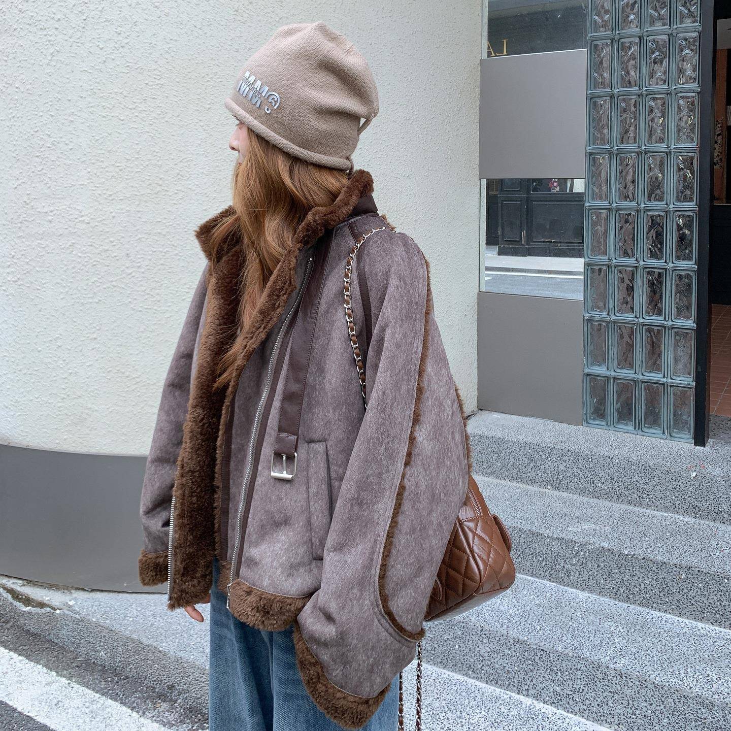 韩系chc225-299i毛c氛围棉仿感棉服外套女2025深冬超好看皮一体加