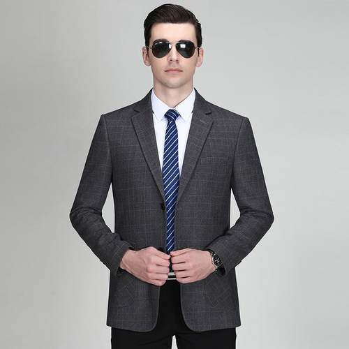 新款LDV休闲色西服上羊衣单件秋冬商务爸爸装纯中老年毛男西装外