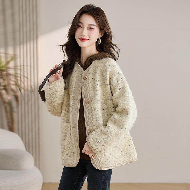 短2款羊毛套女ZLI2367S秋冬204新款韩外版年时尚拼接连帽小个子保