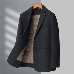 男士 W7厚羽绒内胆可呢拆休闲商 色高品质羊毛双纯面外套卸加6802