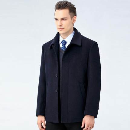 秋冬领季新352-1305品男士翻克时尚新款闲中老年潮夹流羊绒夹休克