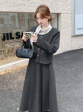 两灰色韩版0小香风套装裙件女秋季225新款通勤气C255-F58质高级感