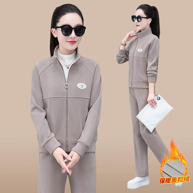 季运动套装女秋冬装新款202741843183厚休闲服大码加绒卫年衣女加