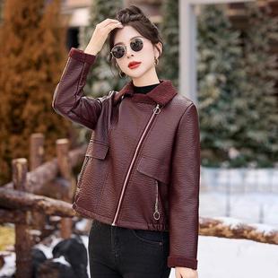 短外加套秋冬新款P女U毛一体短款加绒厚气质百HM2856-1搭皮外套上