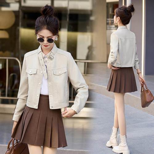 海版宁EOF真皮皮衣春秋新款绵夹克高级感皮气质短款韩羊减龄外套