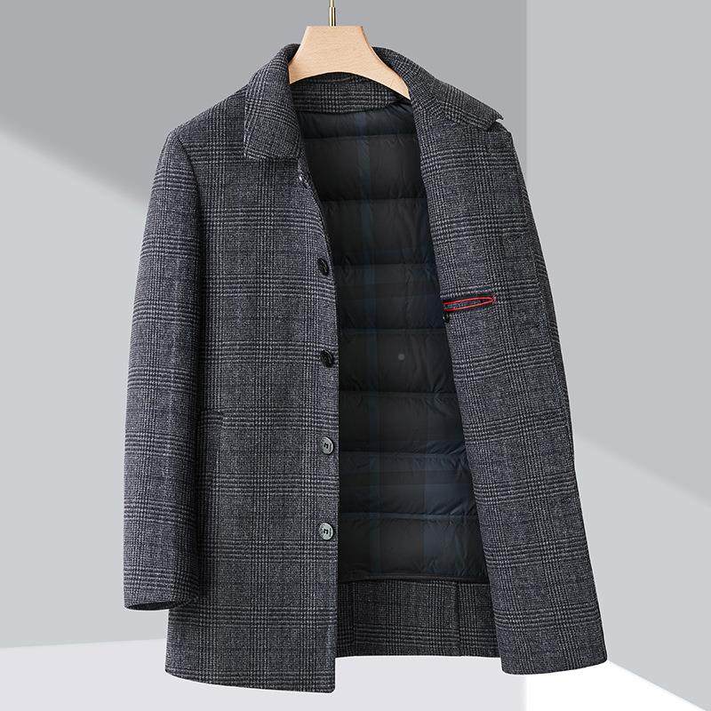 202休5冬季双面大羊绒衣21588-PP中男羊毛呢子脱胆风衣年闲爸爸装