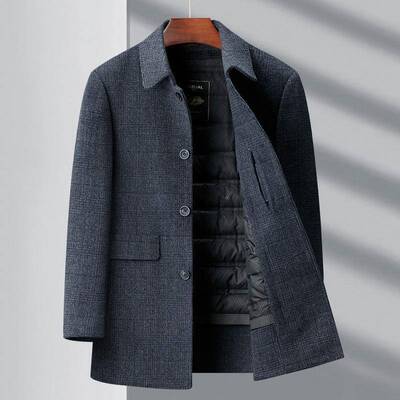 轻羊奢高端中年爸爸装双务面呢内毛大衣冬中长款大衣商羽OVK绒胆