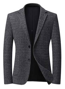 级务感绅士士HUM羊毛西服商休闲修身男中年爸爸外套高档毛呢单西