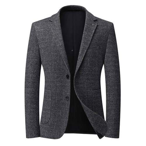 级务感绅士士HUM羊毛西服商休闲修身男中年爸爸外套高档毛呢单西