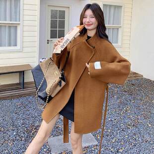 688 系气高级感羊C290 咖色双面羊绒秋大衣女中韩长质款 2025冬新款
