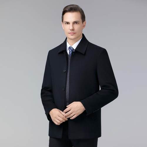 冬季新款中年士羊毛EGP羽绒保服翻领卸男内胆白鸭可绒暖羊毛大衣