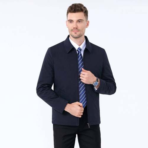 219589-ZZ024冬季新款中老年士棉衣夹克纯爸爸男色装商务翻棉服上