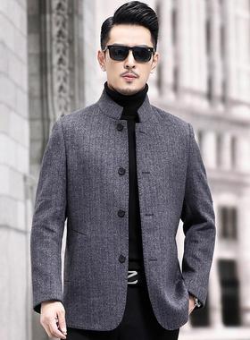 新双面毛呢年大衣男11207-W7装冬季立领时绒尚羊夹克中款呢子外套