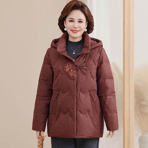 本命年妈装季羽绒服加厚妈阔太太暖XFY冬外套中老年白鸭绒女装保