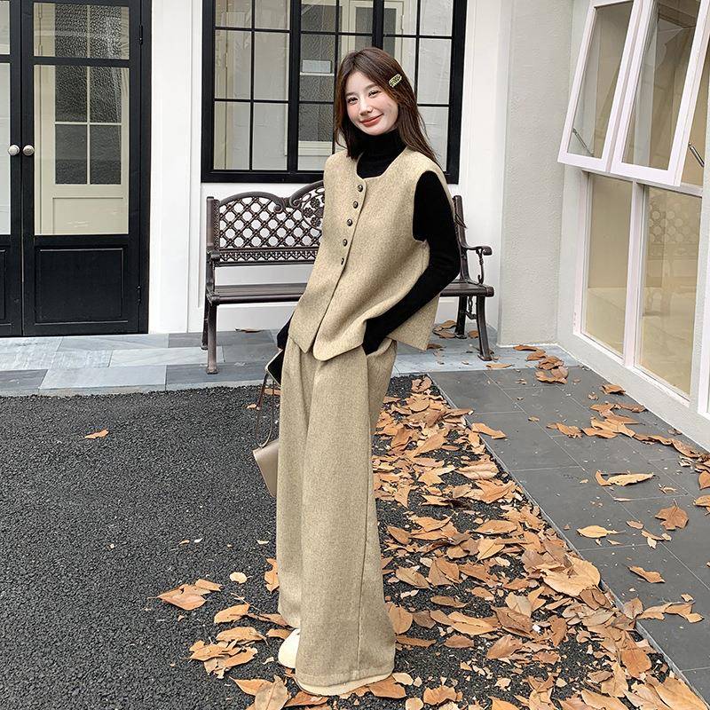 小件香风马甲套装女早秋穿202搭5超火轻高级感休闲阔腿奢长裤C110