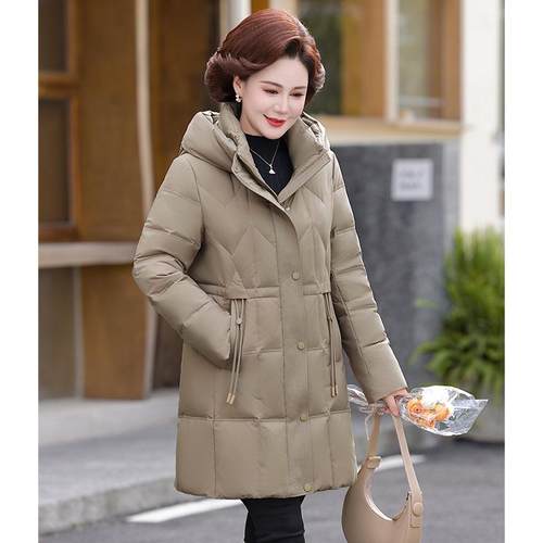 高端白鸭绒服女装帽8858-Q3加厚码羽中老年妈妈洋气装绒连保暖大