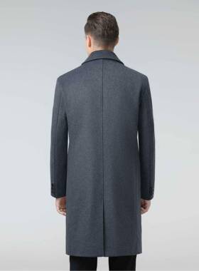 男士毛呢长外套中年2338-C-J爸爸秋冬可脱款卸羽绒内胆款羊新毛呢