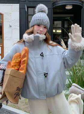 新款翻领羊接羔服毛b235-256派克拼外套