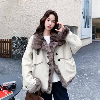 米色工冬装派克棉服2c113-181025季新款致小个子短款巨好看洋气别