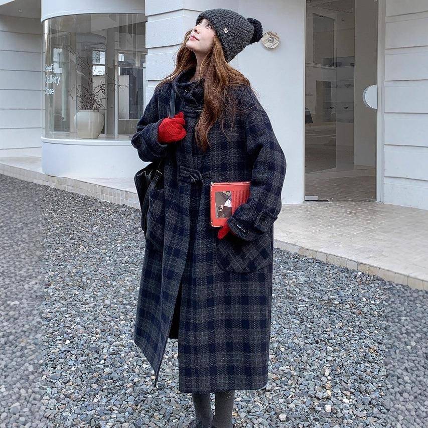 连毛格子面帽羊D014-100双大衣