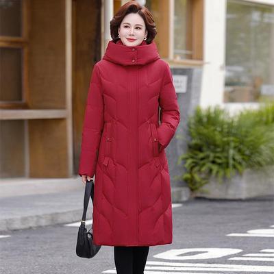 新款羽绒服士冬年时暖尚修身显瘦优雅保中女WWF妈妈连帽长款外套