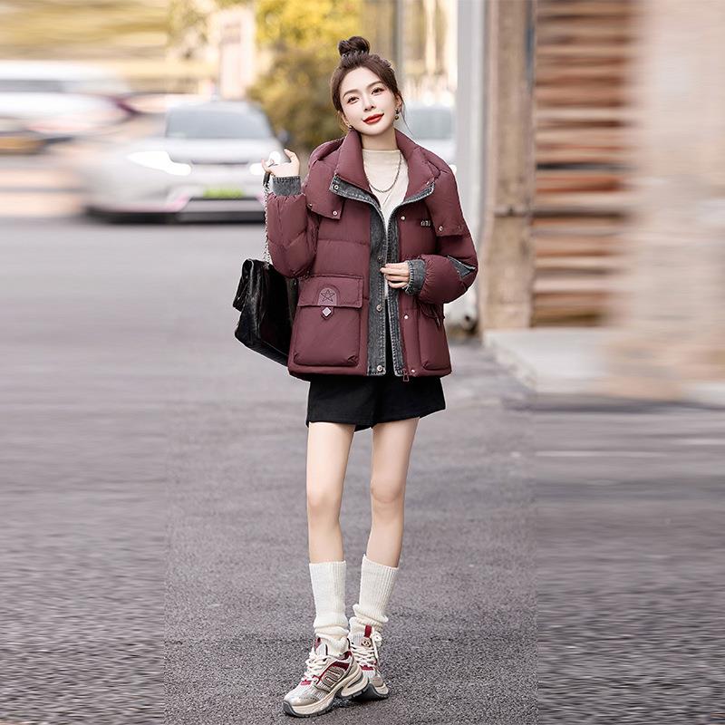 女式羽绒服0Z9608-112冬季4新款连帽加厚时尚保2暖小绒个子白鸭外