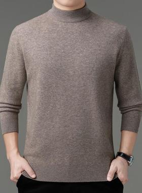秋冬新尚款厚纯色羊加绒衫中RLE季年男士时圆领纯羊绒打底衫