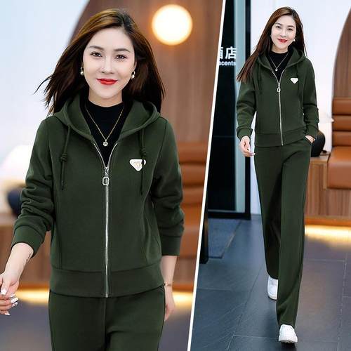 帽卫衣连外套运动套装秋冬284302564023新款加加厚洋气宽绒松上衣