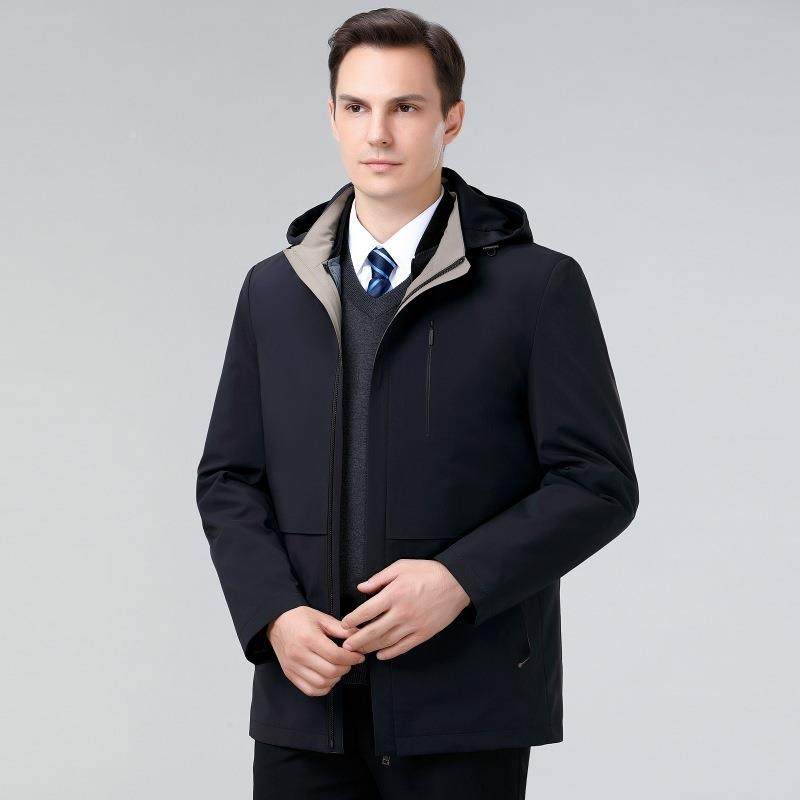 款高档羽绒中服男士9688-L2外秋冬休闲连帽上衣新老年防风保暖冬